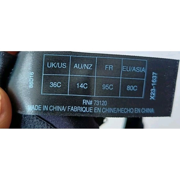 Frederick’s of Hollywood Bra Size 36C Black and Teal Lace Balconette Underwired - Picture 5 of 9